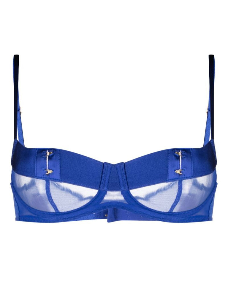 Blue Caity Panelled Satin Bra