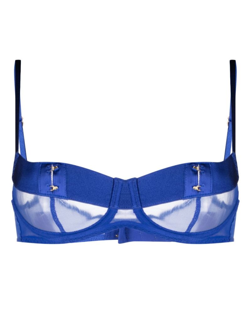 Blue Caity Panelled Satin Bra