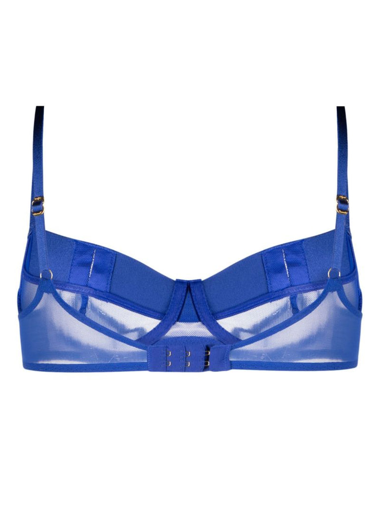 Blue Caity Panelled Satin Bra