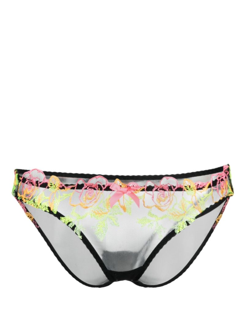 Black Callypso Floral-embroidered Briefs