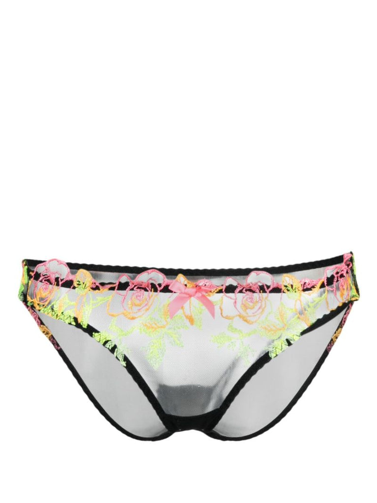 Black Callypso Floral-embroidered Briefs