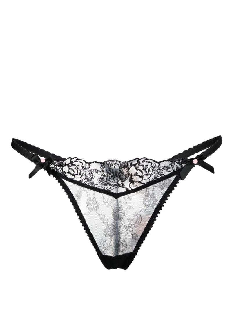 Black Edwina Trixie Floral-lace Thong