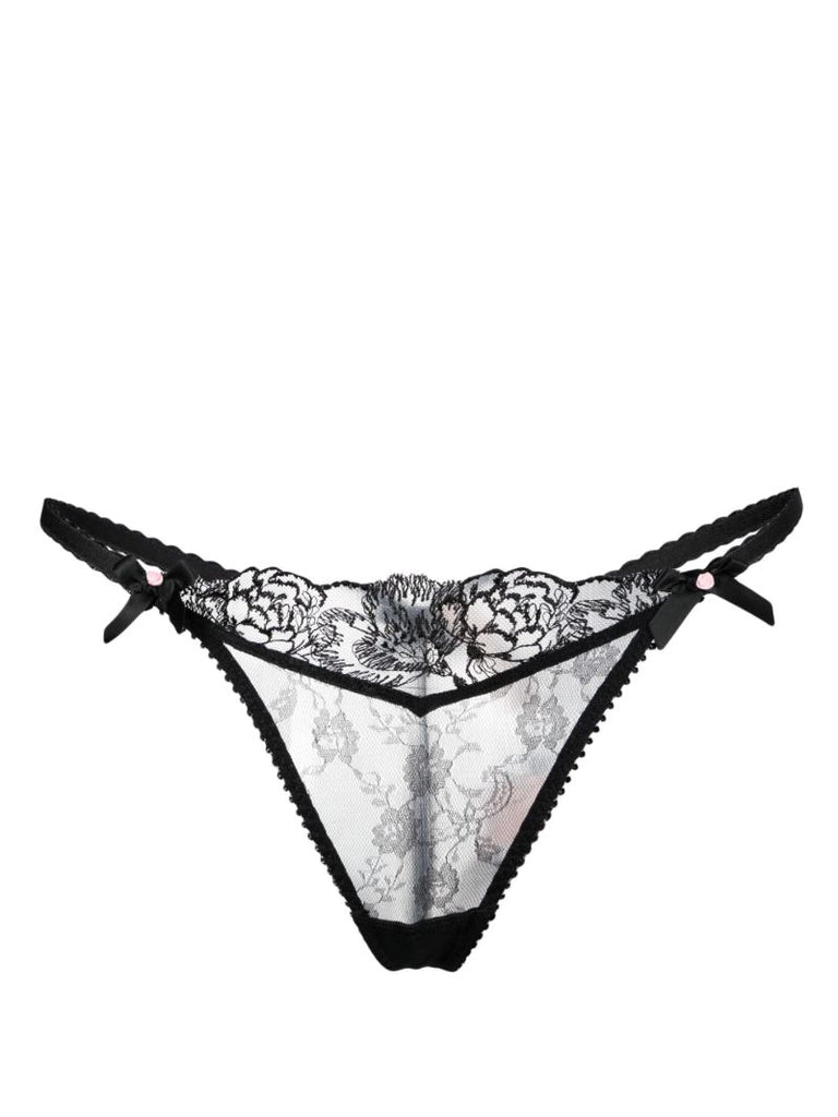Black Edwina Trixie Floral-lace Thong