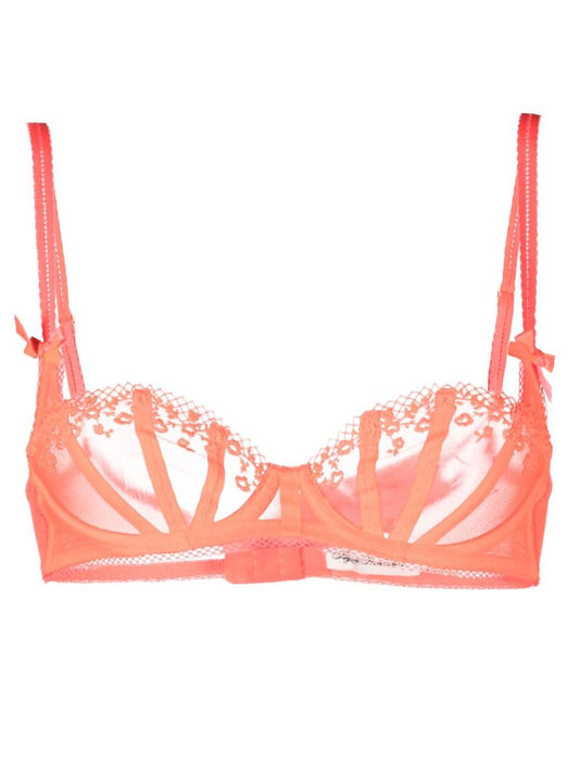 Orange Florina Floral-embroidered Bra