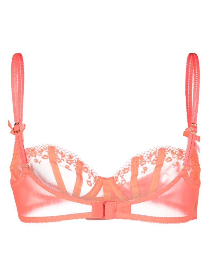 Orange Florina Floral-embroidered Bra