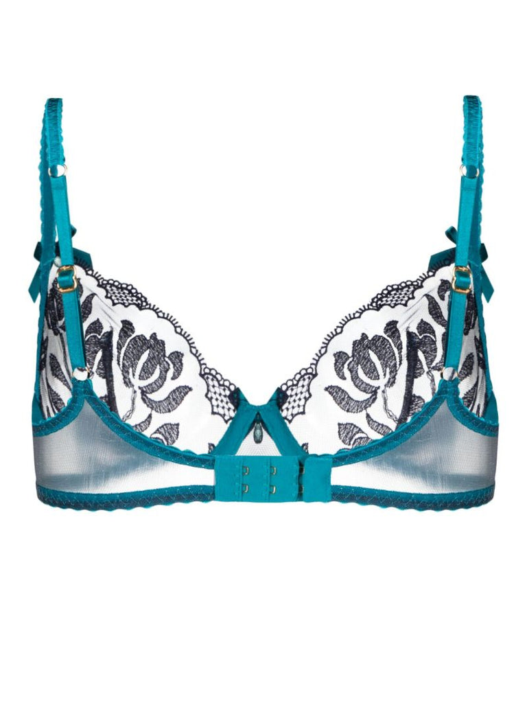Blue Sparkle Floral Mesh Bra