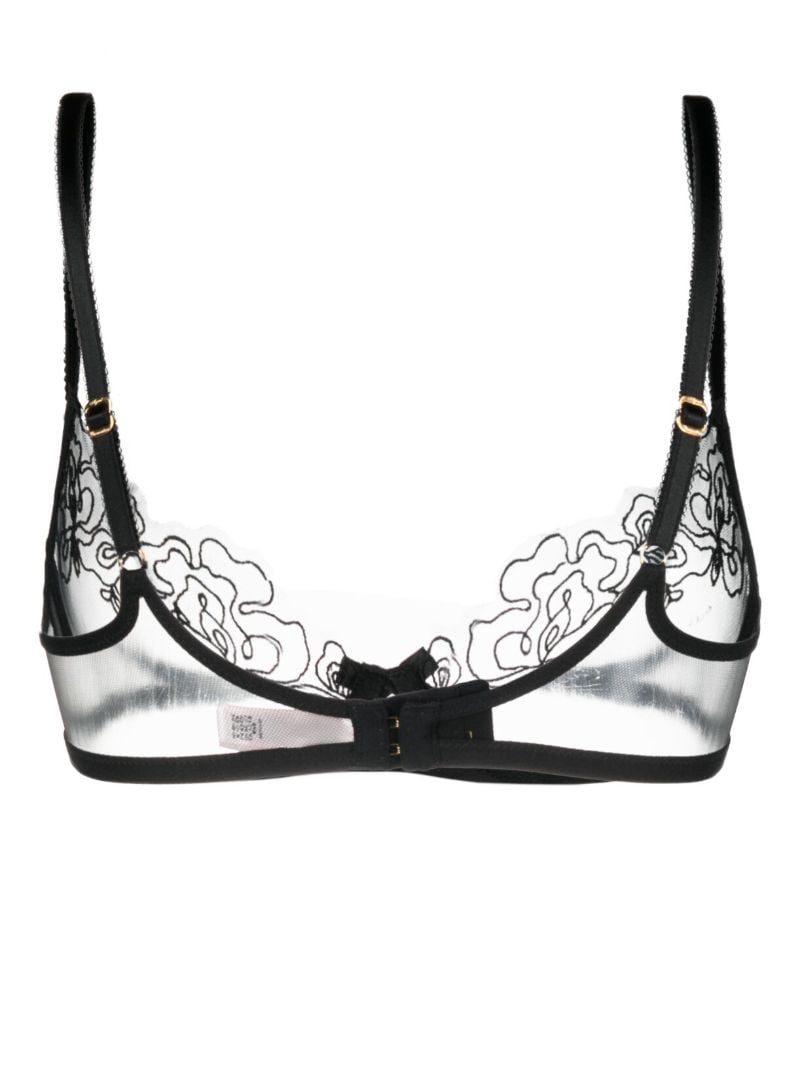 Black Juni Floral-embroidered Bra