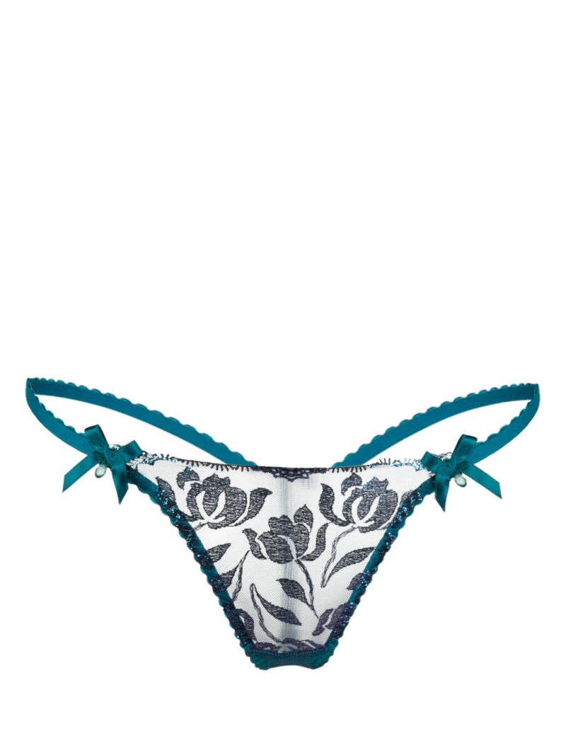 Blue Sparkle Foiled Tulle Thong