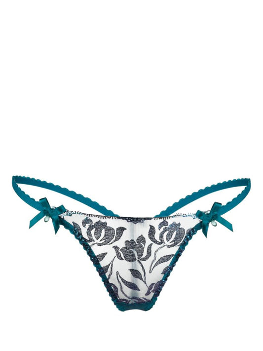 Blue Sparkle Foiled Tulle Thong