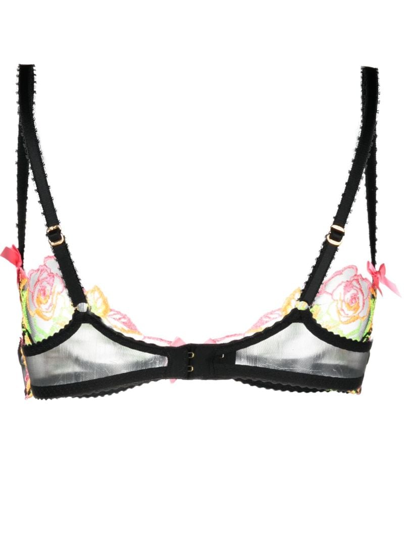 Black Callypso Floral-embroidered Bra