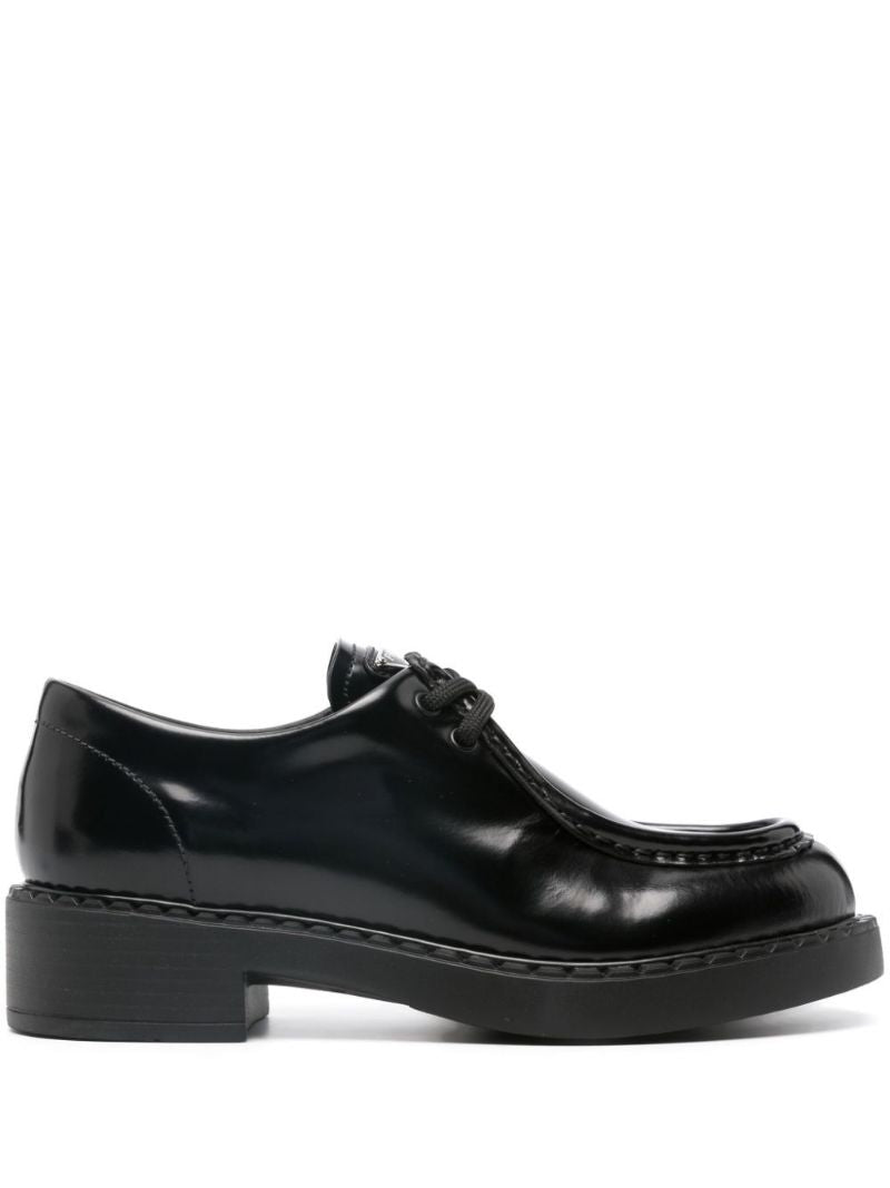 Black Brushed Leather Lace-up Shoes