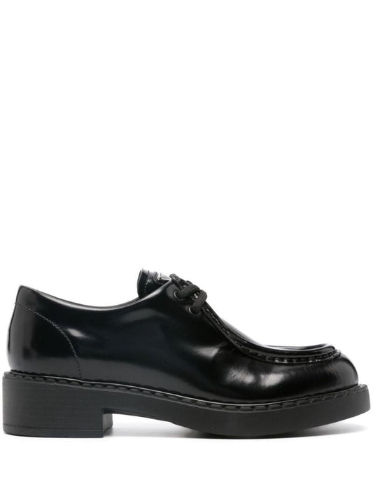 Black Brushed Leather Lace-up Shoes