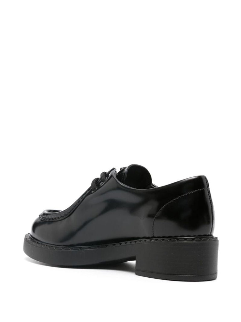 Black Brushed Leather Lace-up Shoes