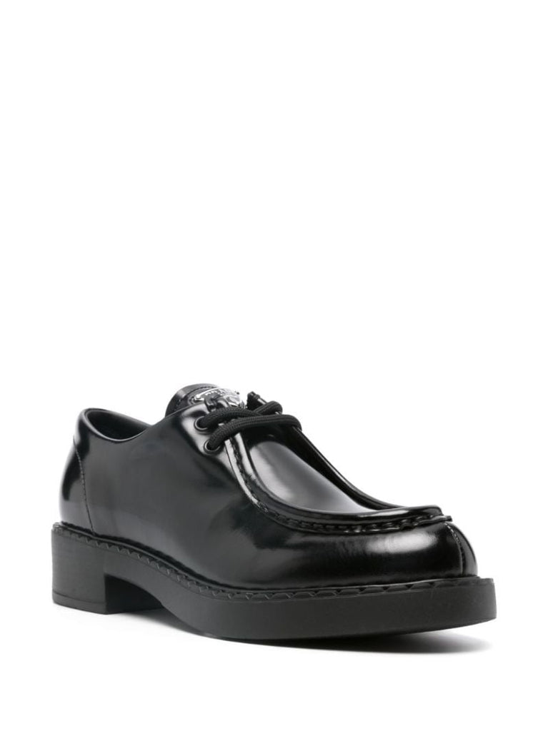Black Brushed Leather Lace-up Shoes