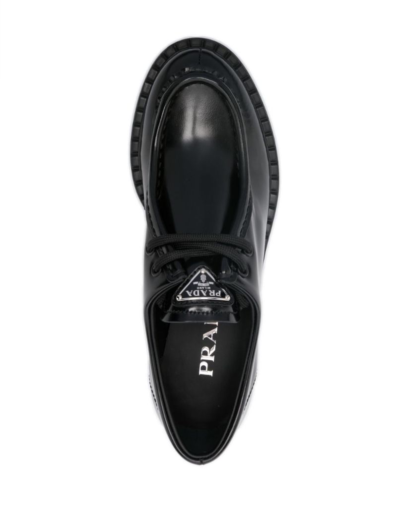 Black Brushed Leather Lace-up Shoes