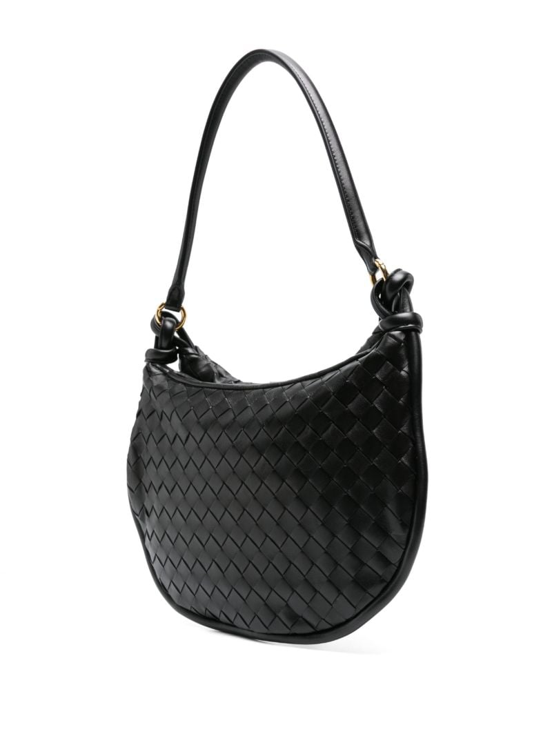 Black Intrecciato Flap Shoulder Bag