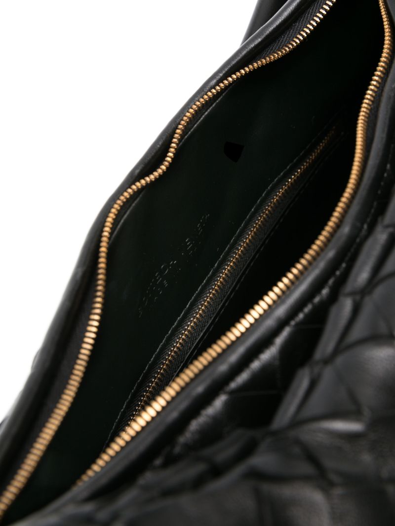Black Intrecciato Flap Shoulder Bag