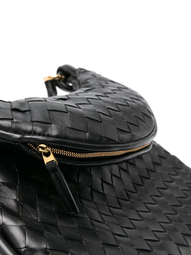 Black Intrecciato Flap Shoulder Bag