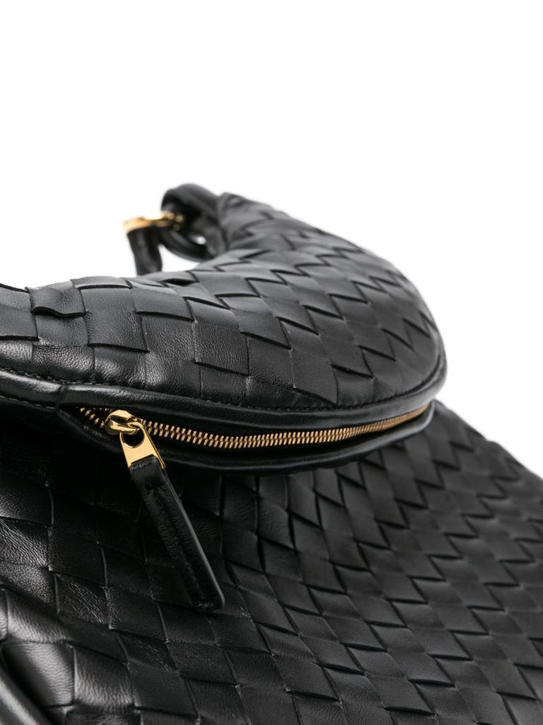Black Intrecciato Flap Shoulder Bag