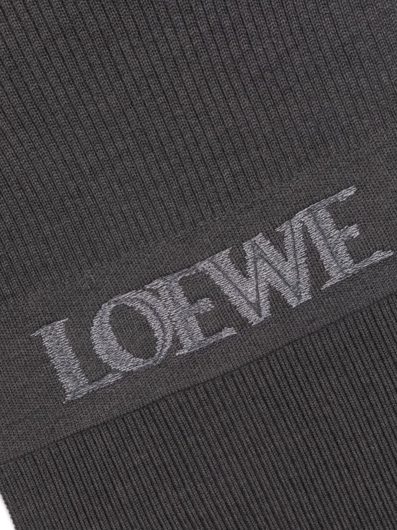 Grey Blurred-logo Wool Scarf