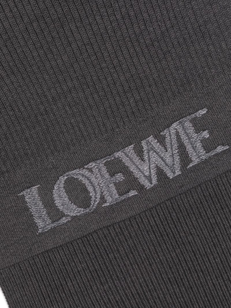Grey Blurred-logo Wool Scarf