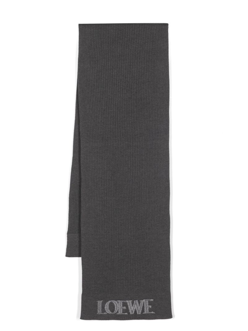 Grey Blurred-logo Wool Scarf