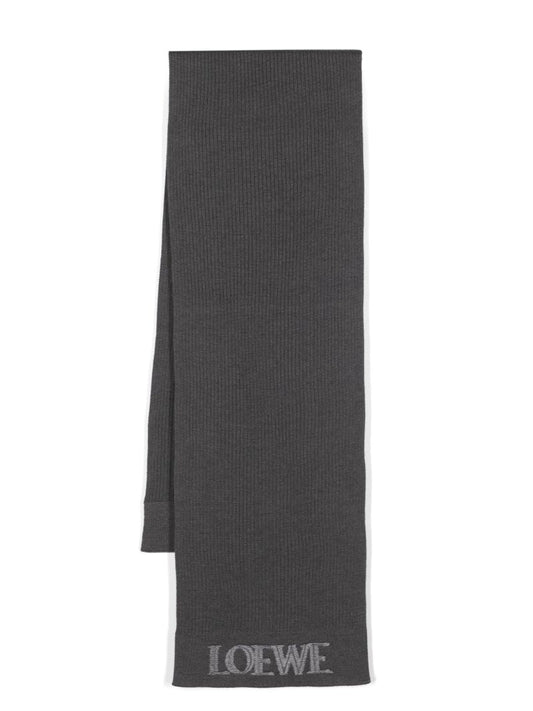 Grey Blurred-logo Wool Scarf