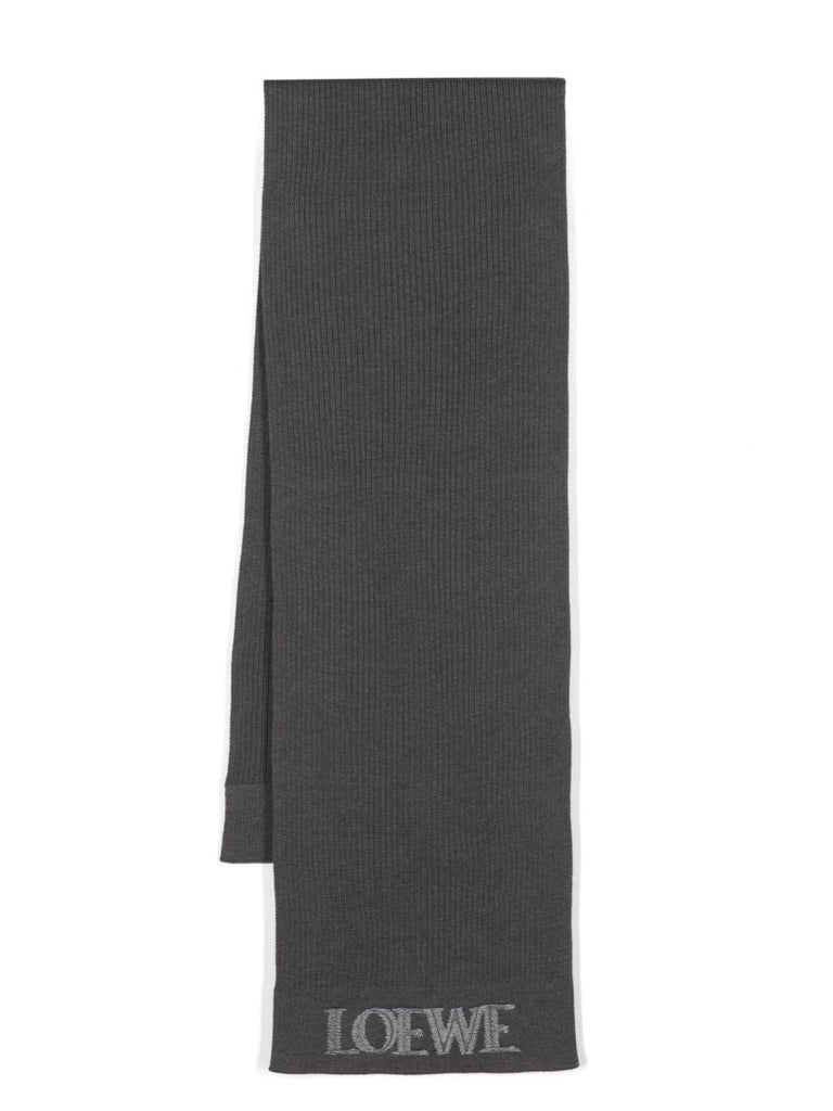 Grey Blurred-logo Wool Scarf
