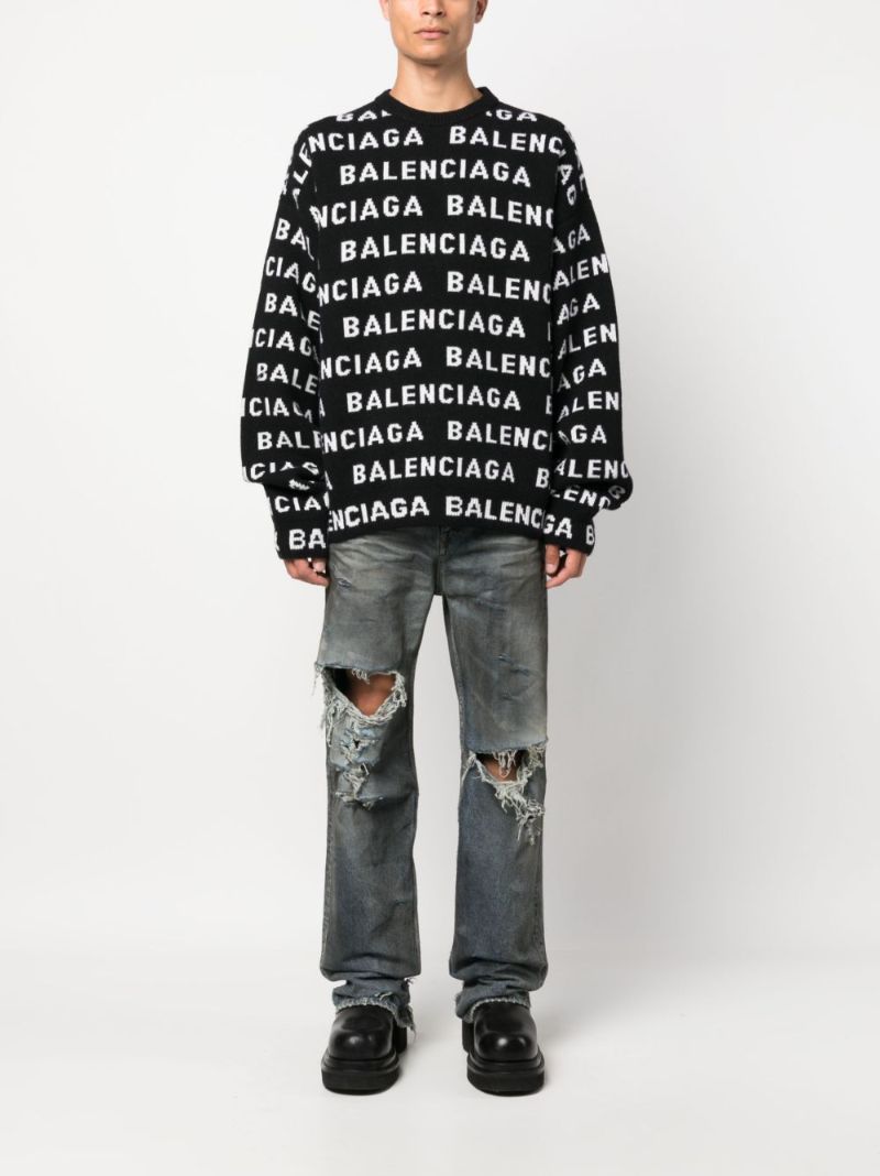 Black Logo-intarsia Wool Sweater