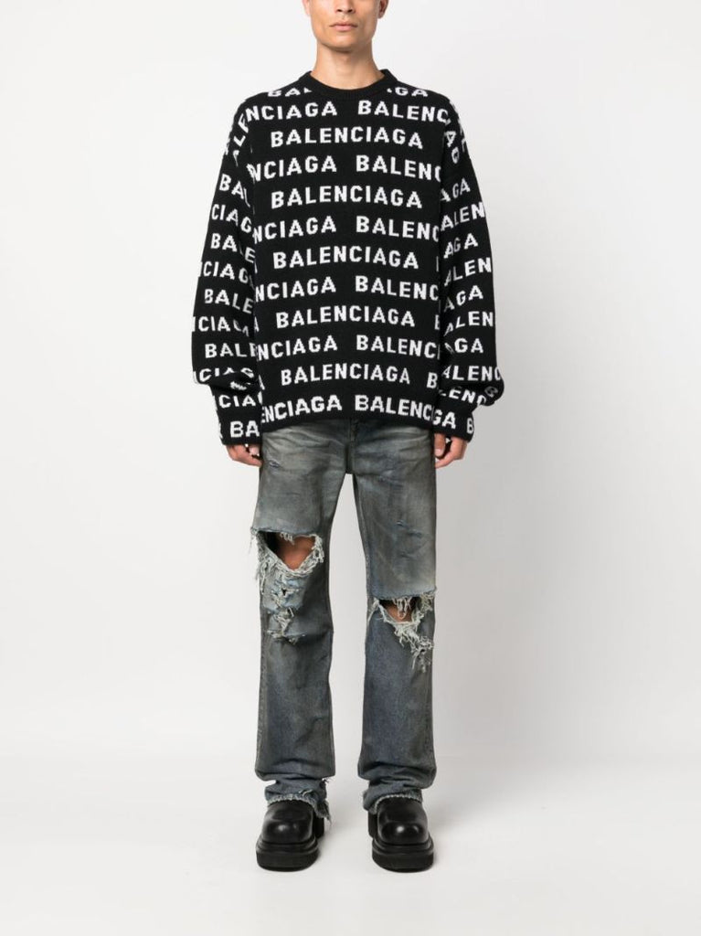 Black Logo-intarsia Wool Sweater