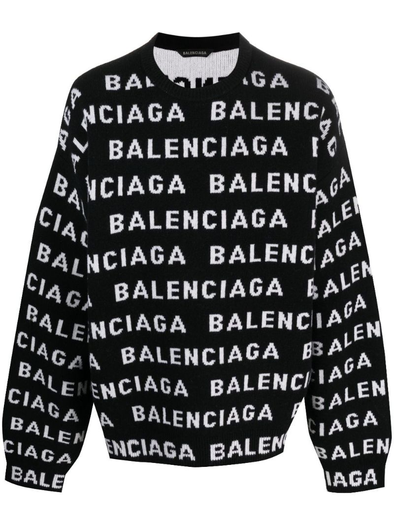 Black Logo-intarsia Wool Sweater