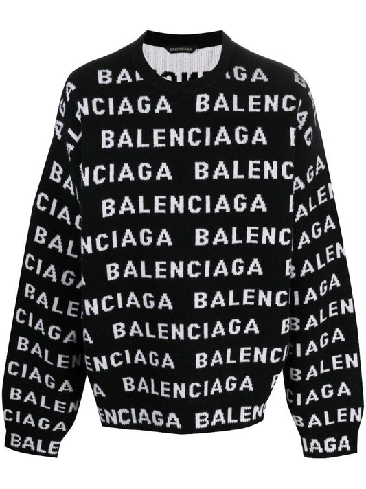 Black Logo-intarsia Wool Sweater