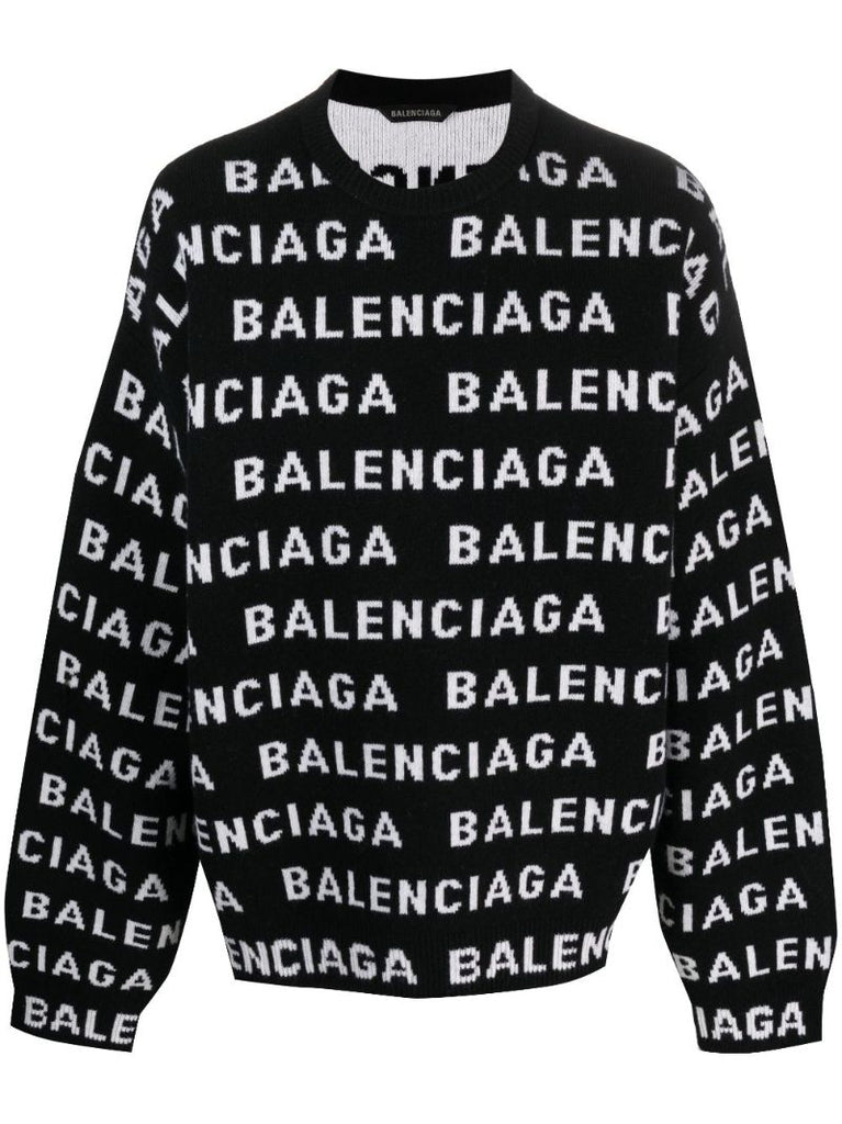 Black Logo-intarsia Wool Sweater