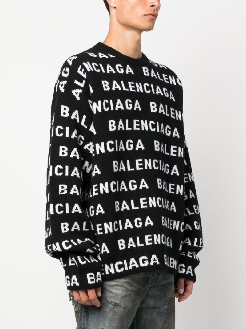Black Logo-intarsia Wool Sweater