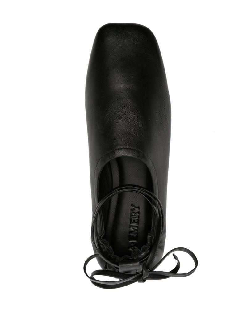 Black Pinta Leather Ballerina Flats