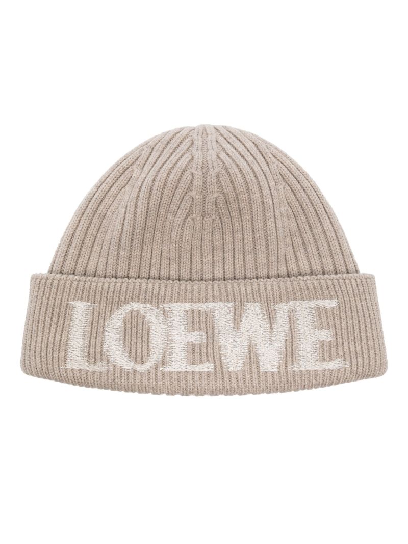 Neutral Logo Ribbed-knit Beanie Hat