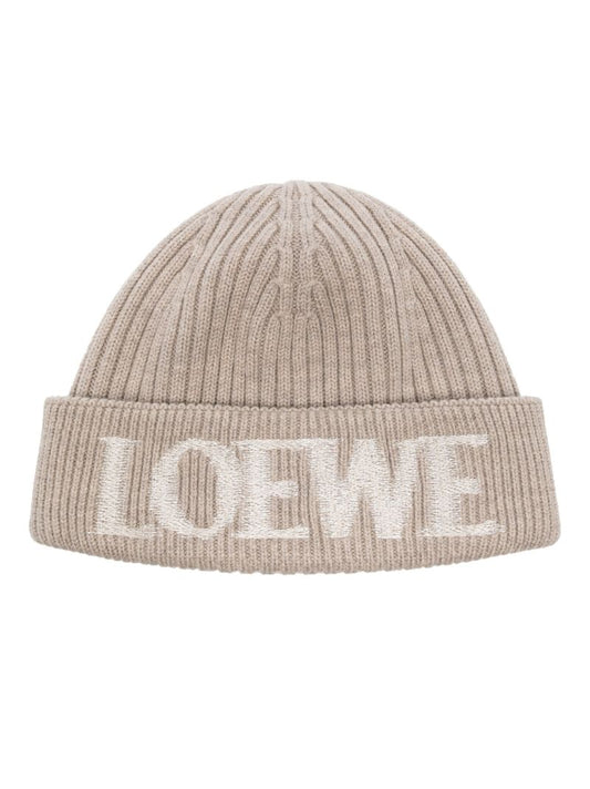 Neutral Logo Ribbed-knit Beanie Hat