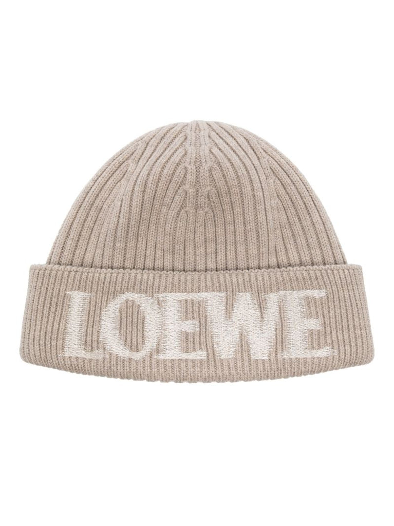 Neutral Logo Ribbed-knit Beanie Hat