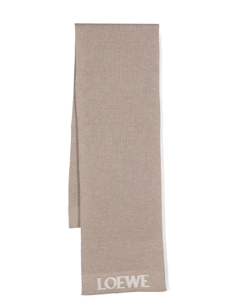 Neutral Blurred-logo Wool Scarf