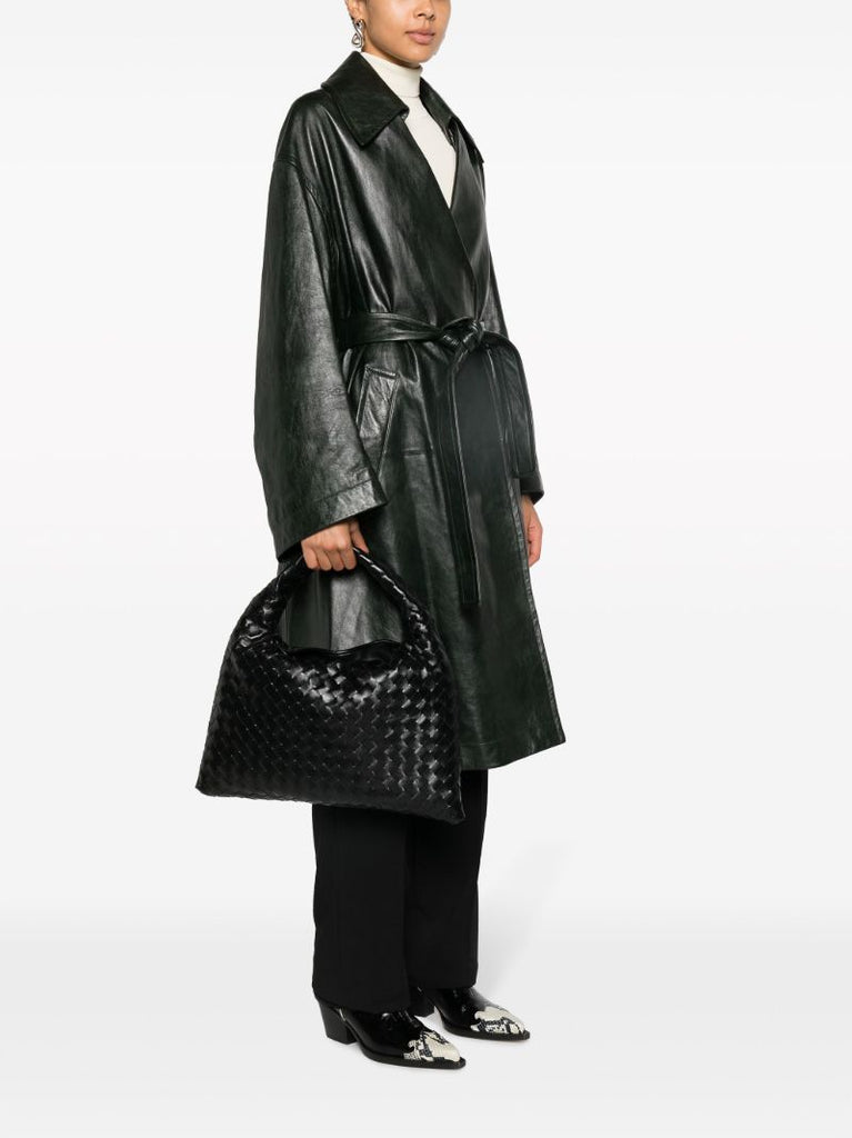 Black Small Hop Leather Tote Bag
