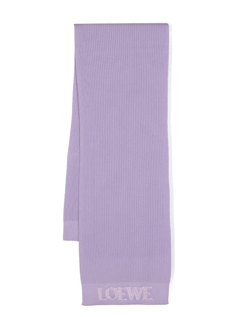 Purple Blurred-logo Wool Scarf