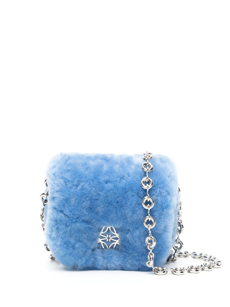 Blue Puffer Goya Shearling Mini Bag