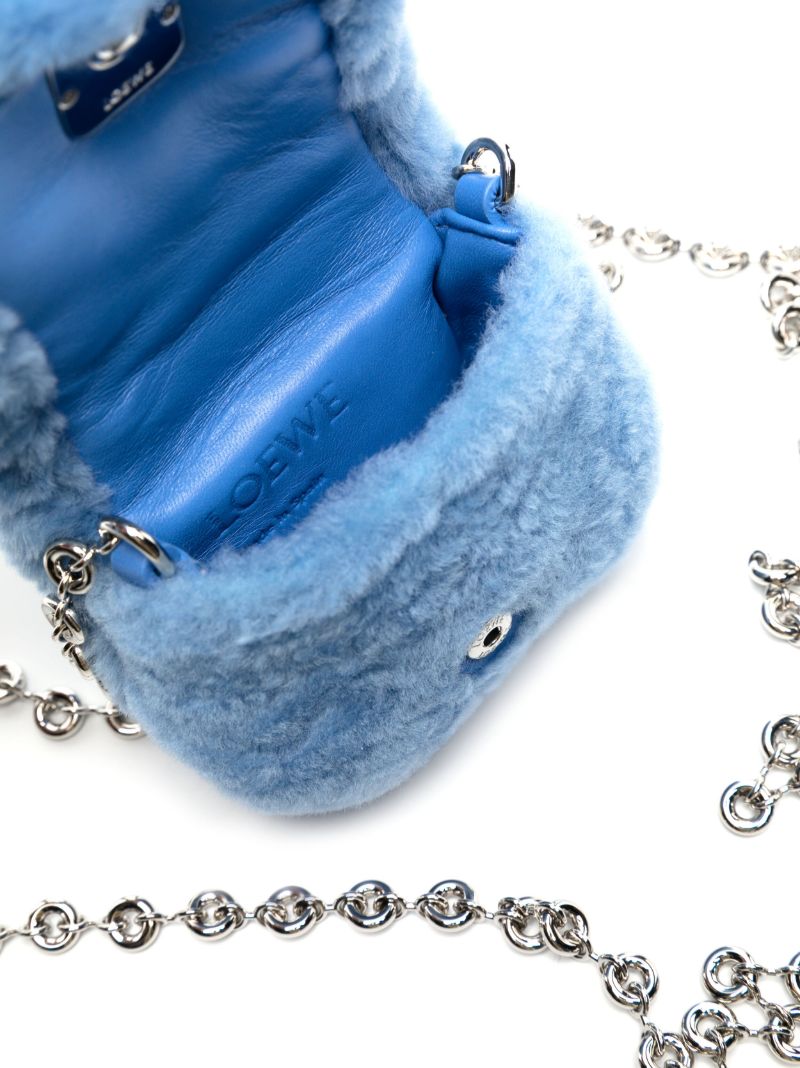 Blue Puffer Goya Shearling Mini Bag