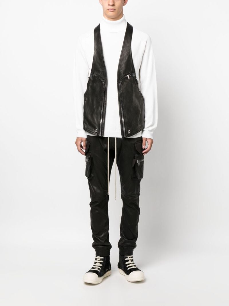 Black Zip-pocket Leather Vest