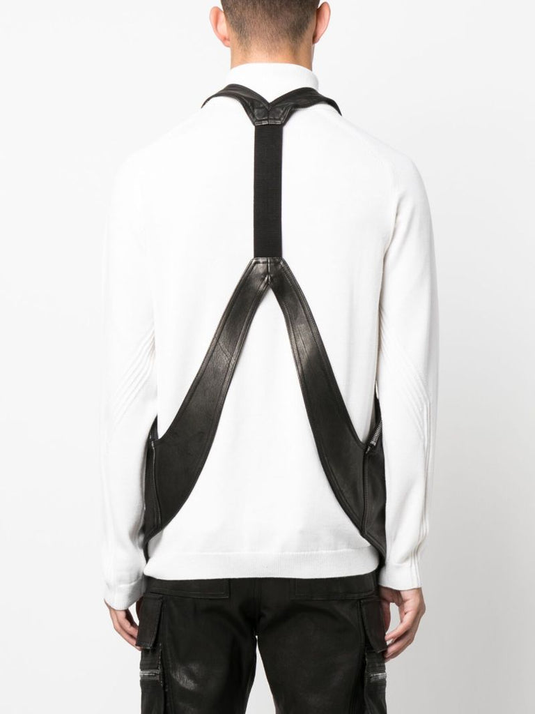 Black Zip-pocket Leather Vest