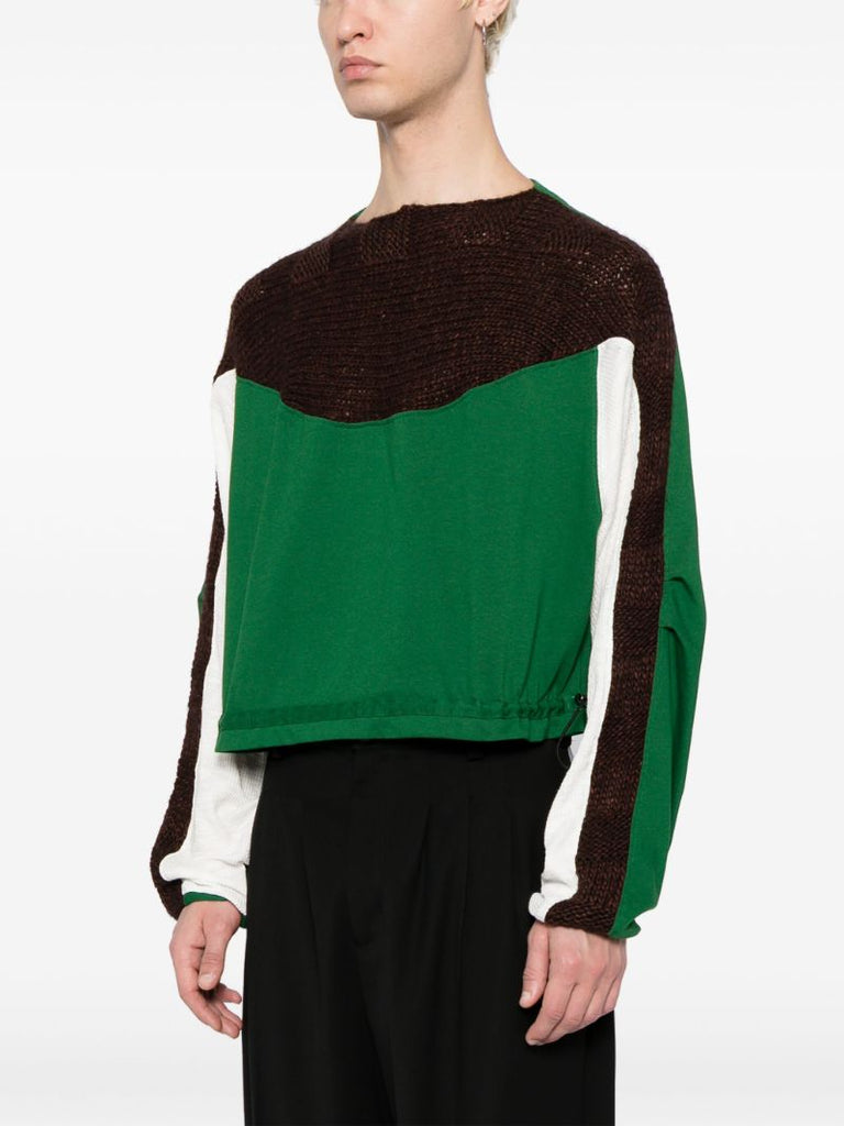 Green Solon-knit Panelled Sweater