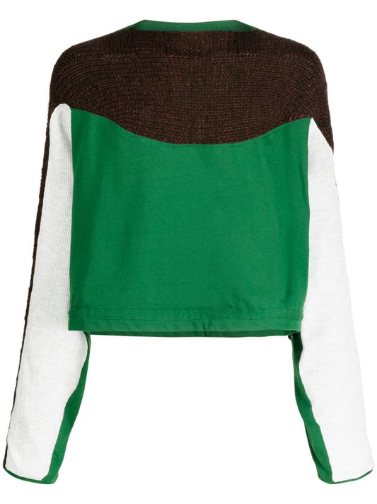 Green Solon-knit Panelled Sweater