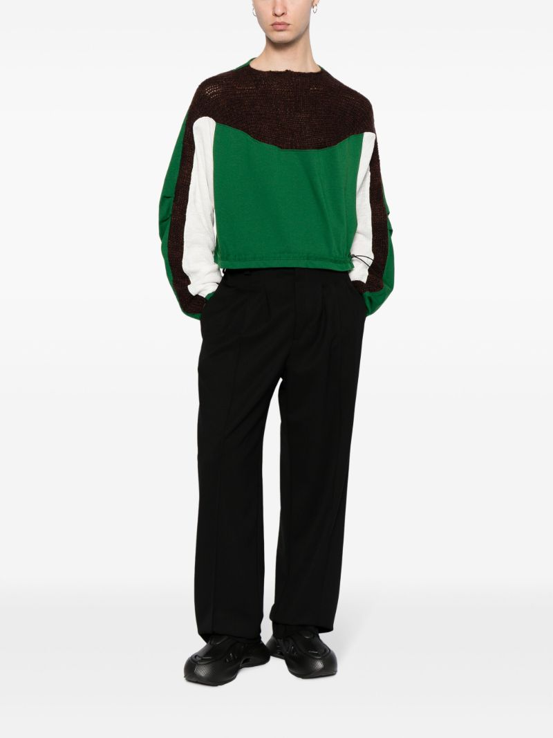 Green Solon-knit Panelled Sweater