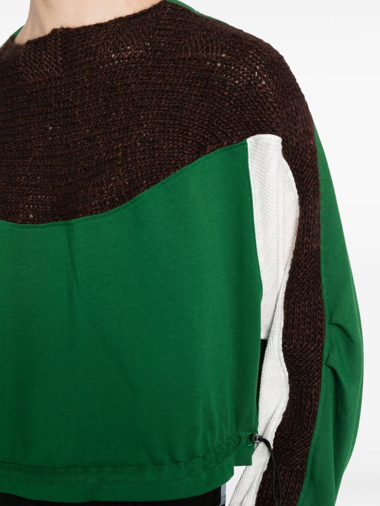 Green Solon-knit Panelled Sweater