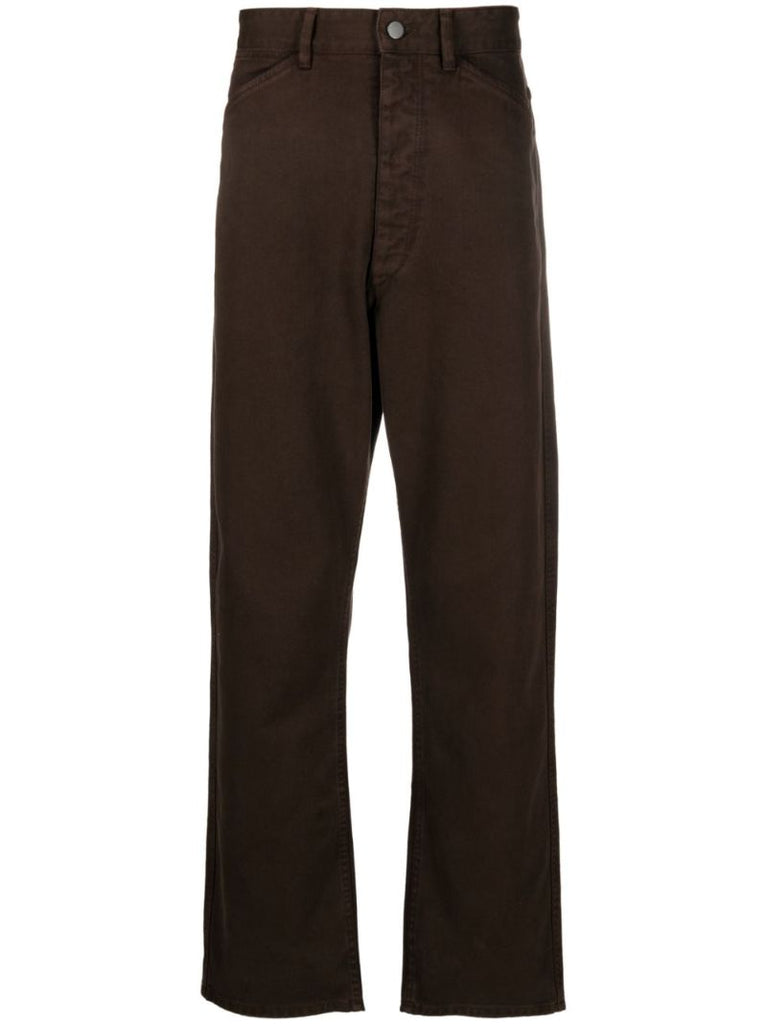 Brown Curved Straight Leg Jeans